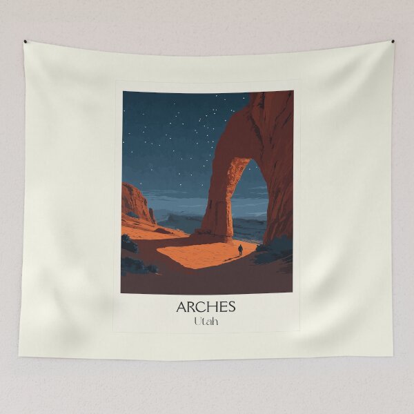 Item preview, Arches National Park Poster | Vintage Delicate Arch & Night Sky Wall Art designed and sold by TuncGK.
