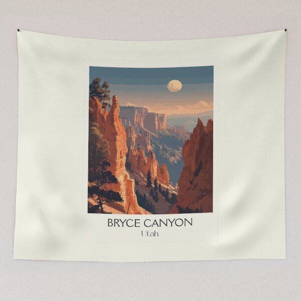 Item preview, Bryce Canyon National Park Poster | Vintage Hoodoos & Sunset Wall Art designed and sold by TuncGK.