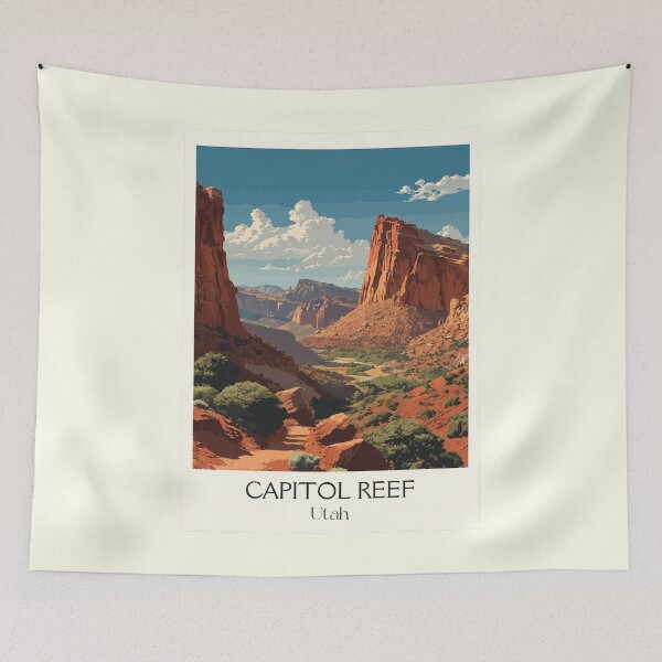 Item preview, Capitol Reef National Park Poster | Vintage Waterpocket Fold Wall Art  designed and sold by TuncGK.