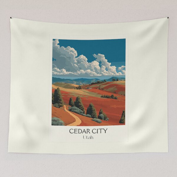 Item preview, Cedar City Utah Travel Poster | Vintage Southern Utah & Red Rock Art designed and sold by TuncGK.