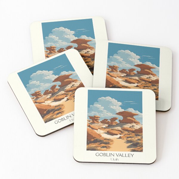 Item preview, Goblin Valley State Park Poster | Vintage Utah Hoodoos & Quirky Landscape Art designed and sold by TuncGK.