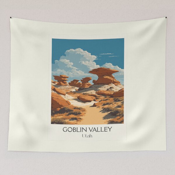 Item preview, Goblin Valley State Park Poster | Vintage Utah Hoodoos & Quirky Landscape Art designed and sold by TuncGK.