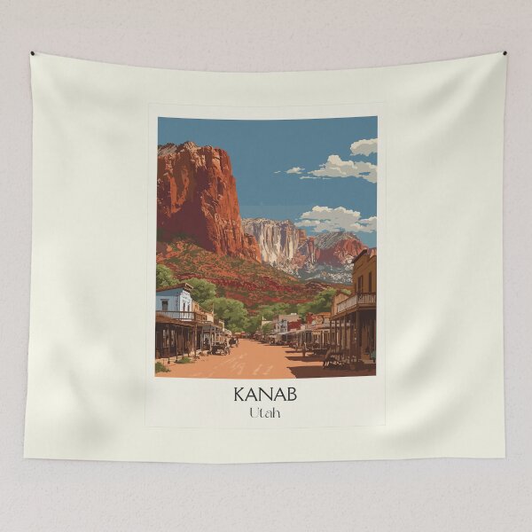 Item preview, Kanab Utah Travel Poster | Vintage Little Hollywood & Old West Town Wall Art designed and sold by TuncGK.