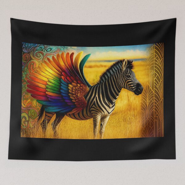 Item preview, Winged magical Zebra Grafitti art deco version #1 designed and sold by Helios Be. Lavsh.