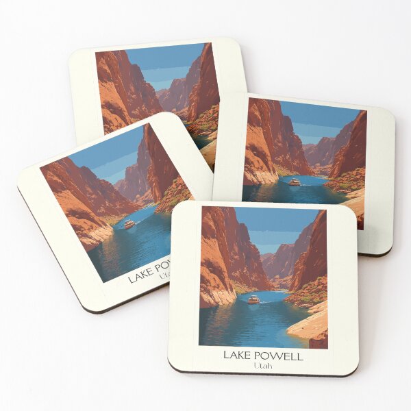 Item preview, Lake Powell Utah Travel Poster | Vintage Glen Canyon & Houseboat Wall Art designed and sold by TuncGK.