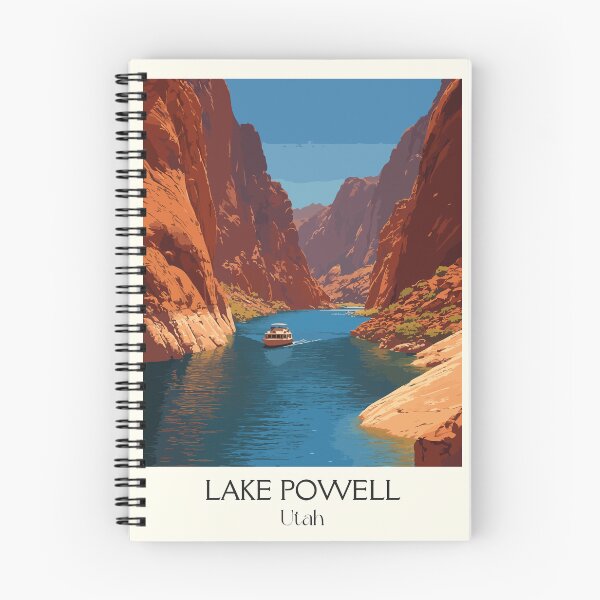 Item preview, Lake Powell Utah Travel Poster | Vintage Glen Canyon & Houseboat Wall Art designed and sold by TuncGK.