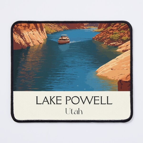 Item preview, Lake Powell Utah Travel Poster | Vintage Glen Canyon & Houseboat Wall Art designed and sold by TuncGK.