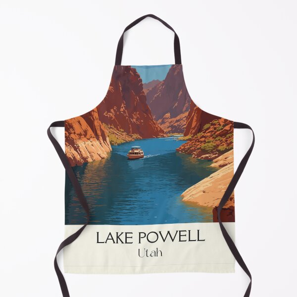 Item preview, Lake Powell Utah Travel Poster | Vintage Glen Canyon & Houseboat Wall Art designed and sold by TuncGK.