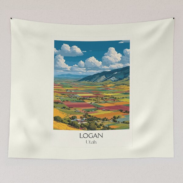 Item preview, Logan Utah Travel Poster | Vintage Cache Valley & Farmland Wall Art designed and sold by TuncGK.