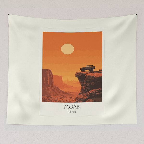 Item preview, Moab Utah Travel Poster | Vintage Off-Road Adventure & Red Rock Sunset Art designed and sold by TuncGK.