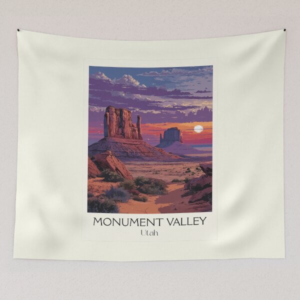 Item preview, Monument Valley Utah Travel Poster | Vintage Navajo Nation & Western Landscape Art designed and sold by TuncGK.