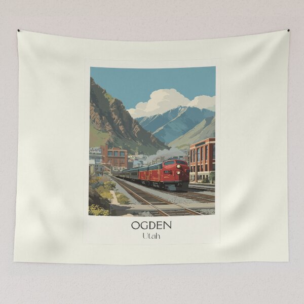 Item preview, Ogden Utah Travel Poster | Vintage Railroad & Historic 25th Street Wall Art designed and sold by TuncGK.