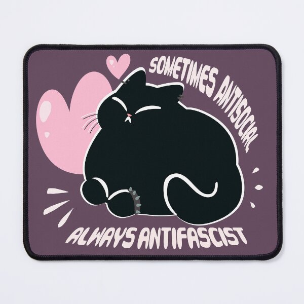 Item preview, Sometimes Antisocial Always Antifascist - Black Cat designed and sold by Danni Doodles.
