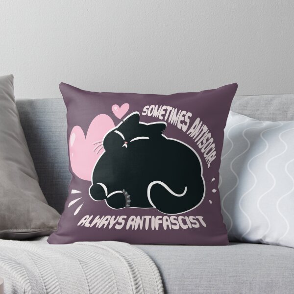 Item preview, Sometimes Antisocial Always Antifascist - Black Cat designed and sold by Danni Doodles.