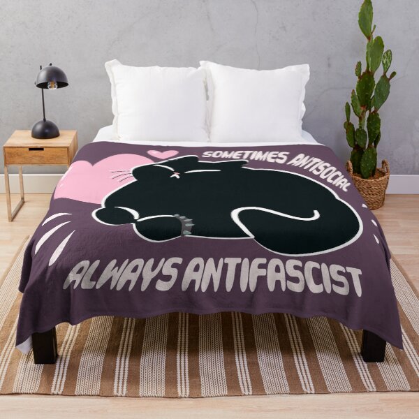 Item preview, Sometimes Antisocial Always Antifascist - Black Cat designed and sold by Danni Doodles.