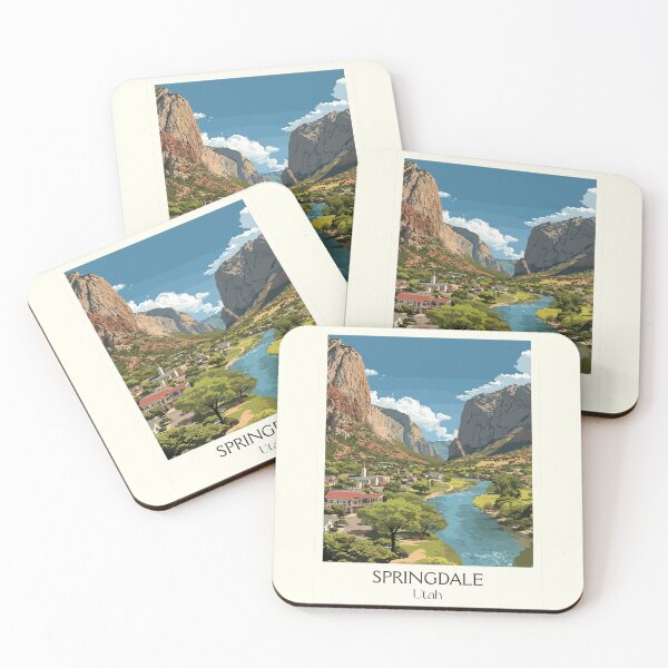 Item preview, Springdale Utah Travel Poster | Vintage Gateway to Zion National Park Art designed and sold by TuncGK.
