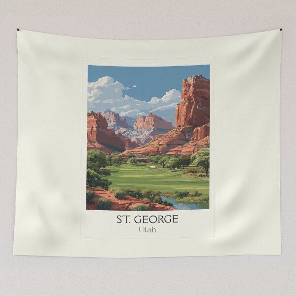 Item preview, St. George Utah Travel Poster | Vintage Red Rock & Southern Utah Wall Art designed and sold by TuncGK.