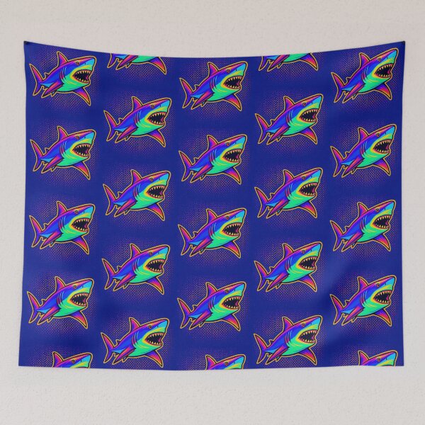 Item preview, colorful neon shark designed and sold by Dogandesighn.