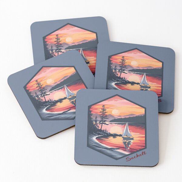 Item preview, Sechelt BC Sunset Sailing Scene, British Columbia Sunshine Coast Boat & Coastal Art designed and sold by meganohm.