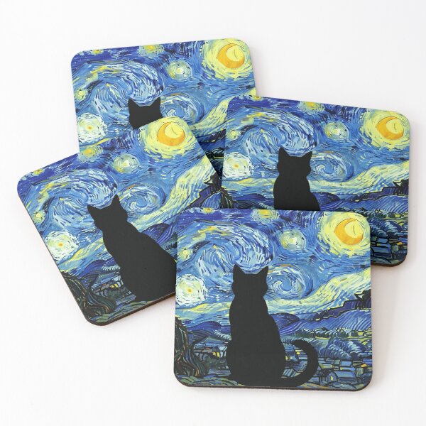 Item preview, Black Cat Under Starry Night Sky designed and sold by Vicky Brago-Mitchell®.