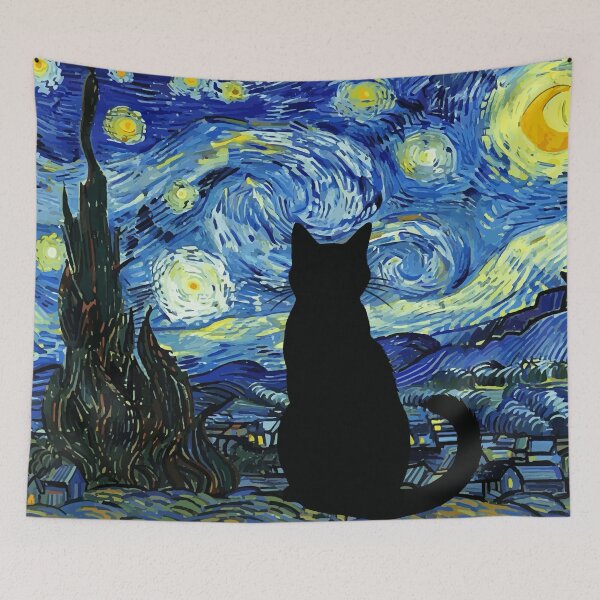 Item preview, Black Cat Under Starry Night Sky designed and sold by Vicky Brago-Mitchell®.
