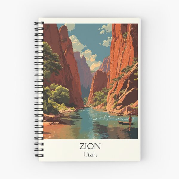Item preview, Zion National Park Utah Poster | Vintage Virgin River & Sandstone Cliffs Art designed and sold by TuncGK.
