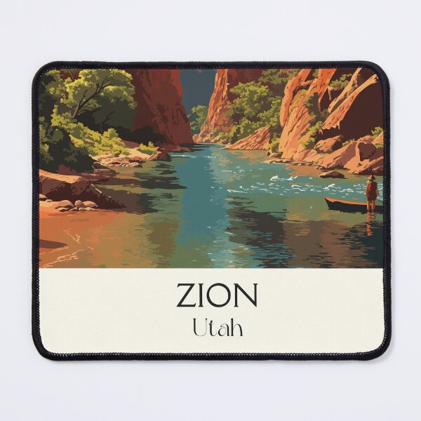 Item preview, Zion National Park Utah Poster | Vintage Virgin River & Sandstone Cliffs Art designed and sold by TuncGK.