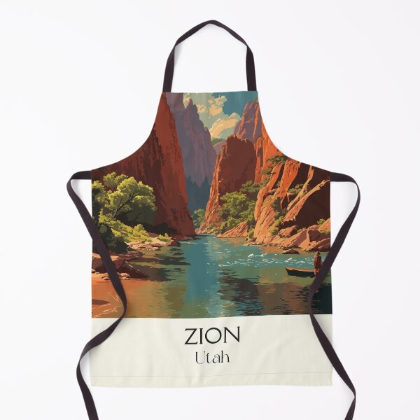 Item preview, Zion National Park Utah Poster | Vintage Virgin River & Sandstone Cliffs Art designed and sold by TuncGK.