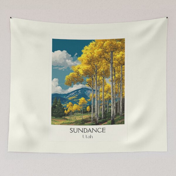Item preview, Sundance Utah Travel Poster | Vintage Mount Timpanogos & Aspen Grove Art designed and sold by TuncGK.