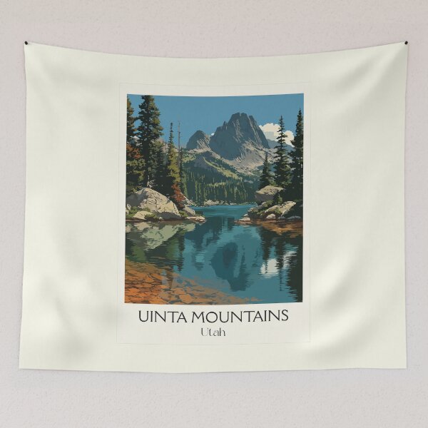Item preview, Uinta Mountains Utah Travel Poster | Vintage Mirror Lake & High Peaks Art designed and sold by TuncGK.