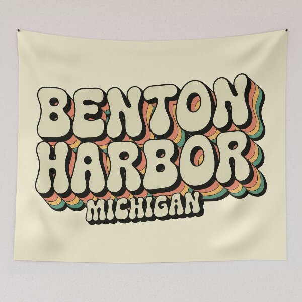 Item preview, Benton Harbor Michigan 70s Retro Rainbow designed and sold by TheOldMittenIllustrated.