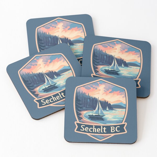 Item preview, Sechelt BC Coastal Boats in Sunset Cove, British Columbia Sunshine Coast Forest & Ocean Scenic Art designed and sold by meganohm.