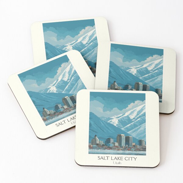 Item preview, Salt Lake City Utah Travel Poster | Vintage Wasatch Mountains Skyline Art designed and sold by TuncGK.