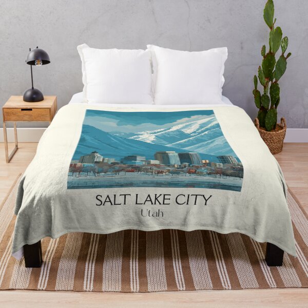 Item preview, Salt Lake City Utah Travel Poster | Vintage Wasatch Mountains Skyline Art designed and sold by TuncGK.
