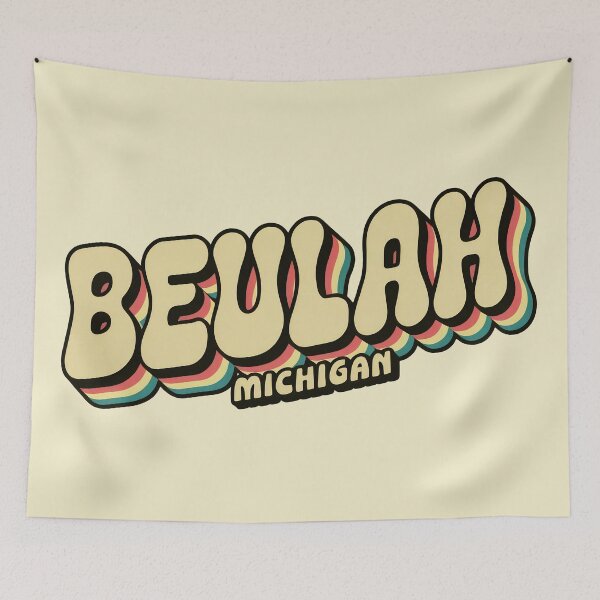 Item preview, Beulah Michigan 70s Retro Rainbow designed and sold by TheOldMittenIllustrated.