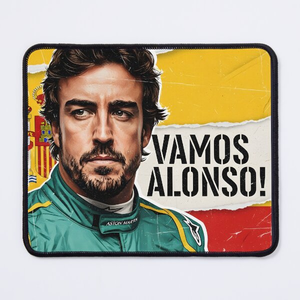 Item preview, Fernando Alonso VAMOS ALONSO F1 Retro Collage designed and sold by Studio F1Grid.