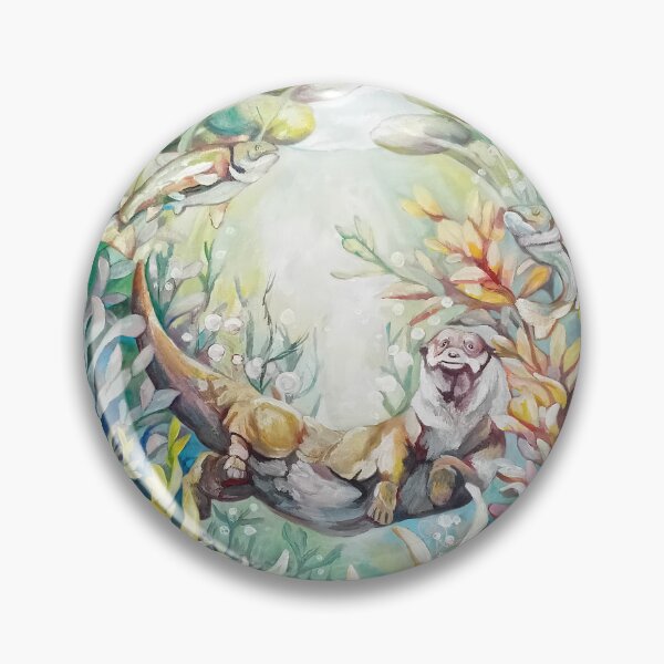 Item preview, otter "into the fish bowl we go" homeware, stationary and apparel designed and sold by MeganRoseArt.