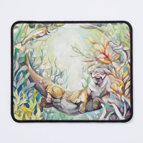 Item preview, otter "into the fish bowl we go" homeware, stationary and apparel designed and sold by MeganRoseArt.