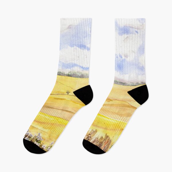 Item preview, Golden wheat field in oxfordshire watercolour painting designed and sold by ColorandColor.