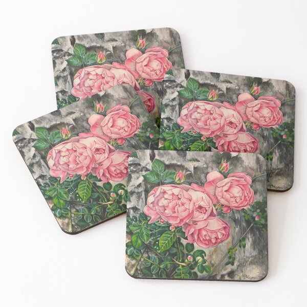Item preview, Roses agains a stone wall - watercolor art designed and sold by npellegrini.