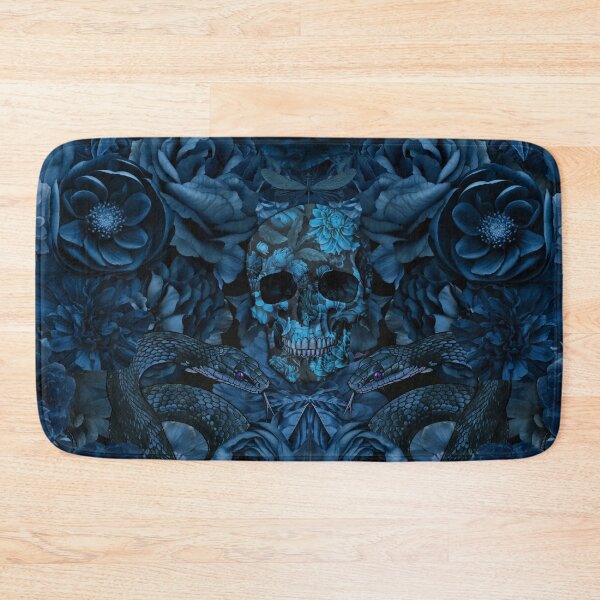 Item preview, Baroque Flower Skull And Snake Opulence Navy Blue designed and sold by artsandsoul.
