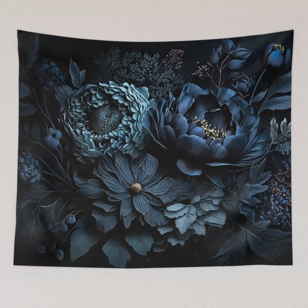 Item preview, Renaissance Vibes Moody Opulent Flowers Midnight Blue designed and sold by artsandsoul.
