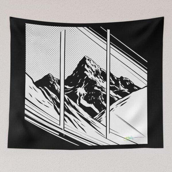 Item preview, Split Frame Ascent – Modern Mountain Poster - Pop Art Mountain Landscape Love  designed and sold by Benito Del Ray.
