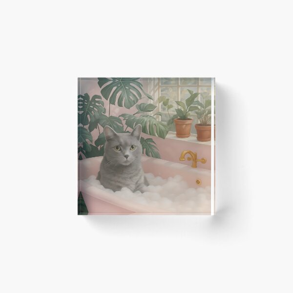 Item preview, Grey Cat Poster | Bathroom Cats designed and sold by Whimsical Cat Designs.