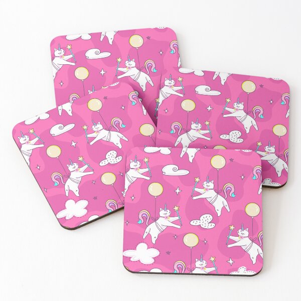 Item preview, Cute Unicorn Cats Hanging from Balloons Pattern designed and sold by Farissa Designs.