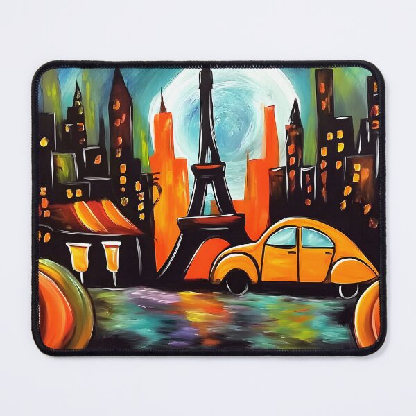 Item preview, City of Light, City of Fright- A Festive Paris Night, Glowing Moon, Oversized Pumpkins and a Classic Car designed and sold by OlfactoART Studio.