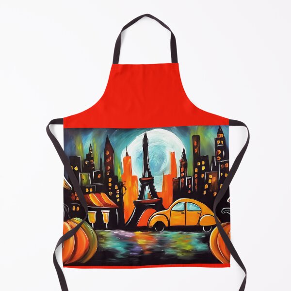 Item preview, City of Light, City of Fright- A Festive Paris Night, Glowing Moon, Oversized Pumpkins and a Classic Car designed and sold by OlfactoART Studio.