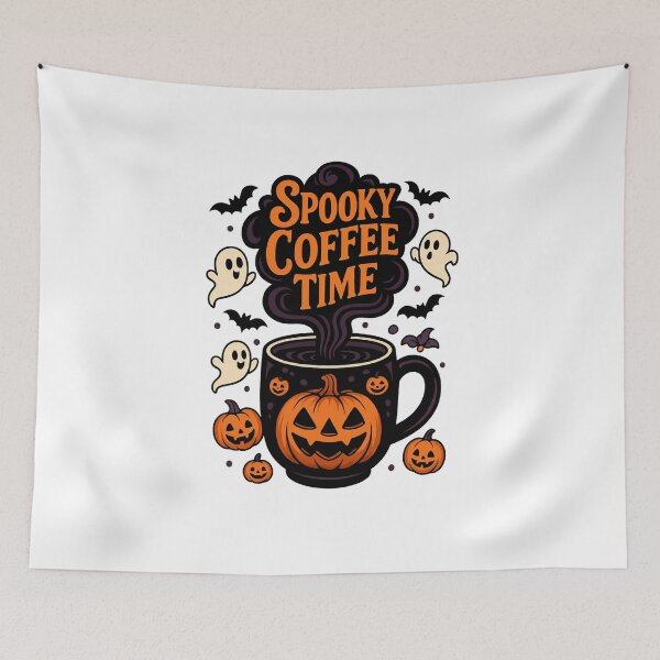 Item preview, Spooky Coffee Time – Halloween Pumpkin Mug designed and sold by ALITOPRINCE.