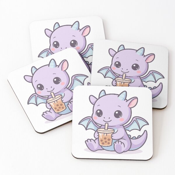 Item preview, Kawaii Baby Dragon with Bubble Tea designed and sold by WilGrowDesigns.