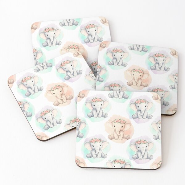 Item preview, Cute Watercolor Baby Elephant with Floral Crown | Boho Nursery Art & Baby Shower Gift designed and sold by SiamSmiles.
